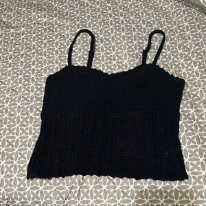 Abercrombie & Fitch Black Scallop-Edge Knit Camisole